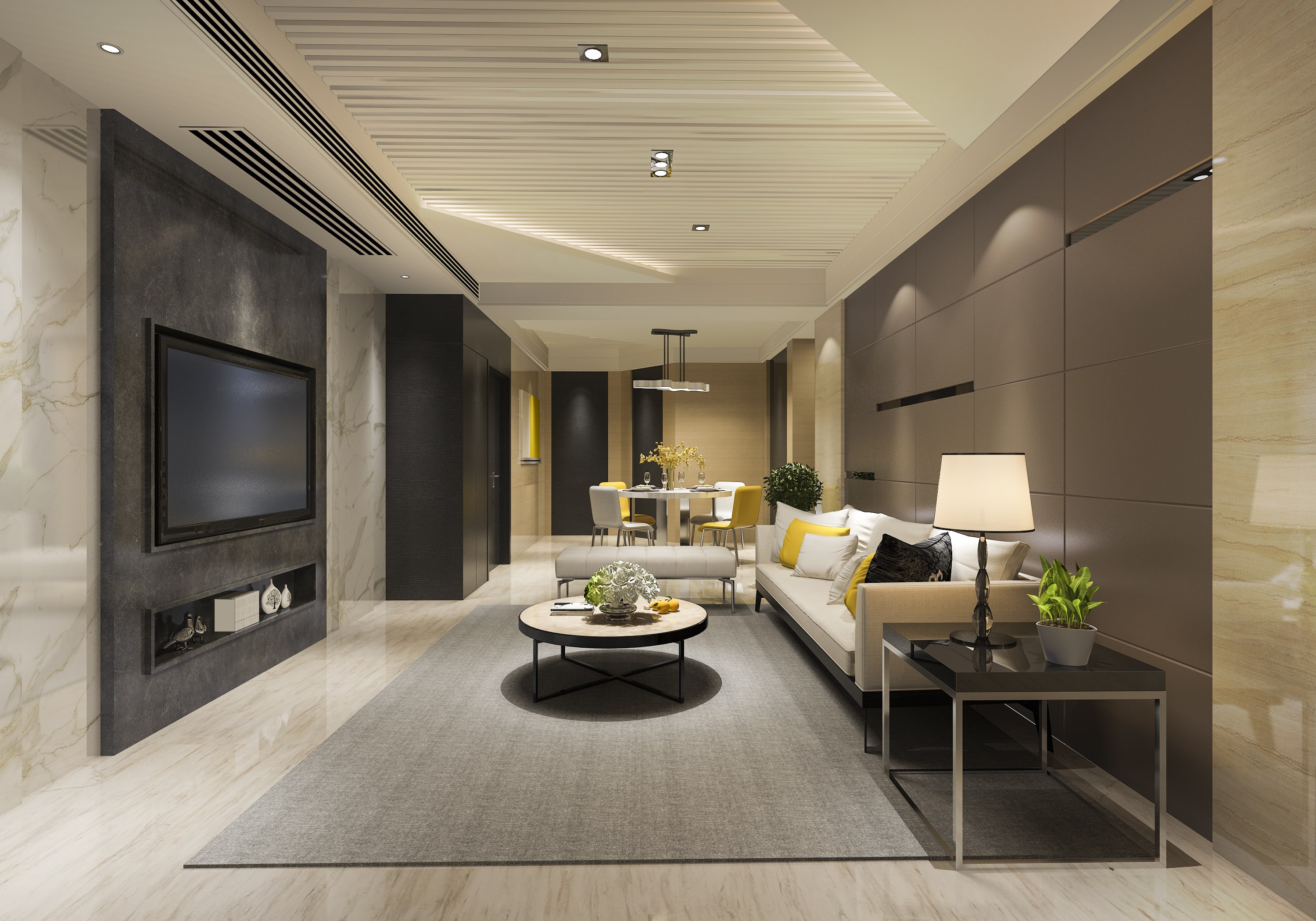 Waterview apartment living and dining room